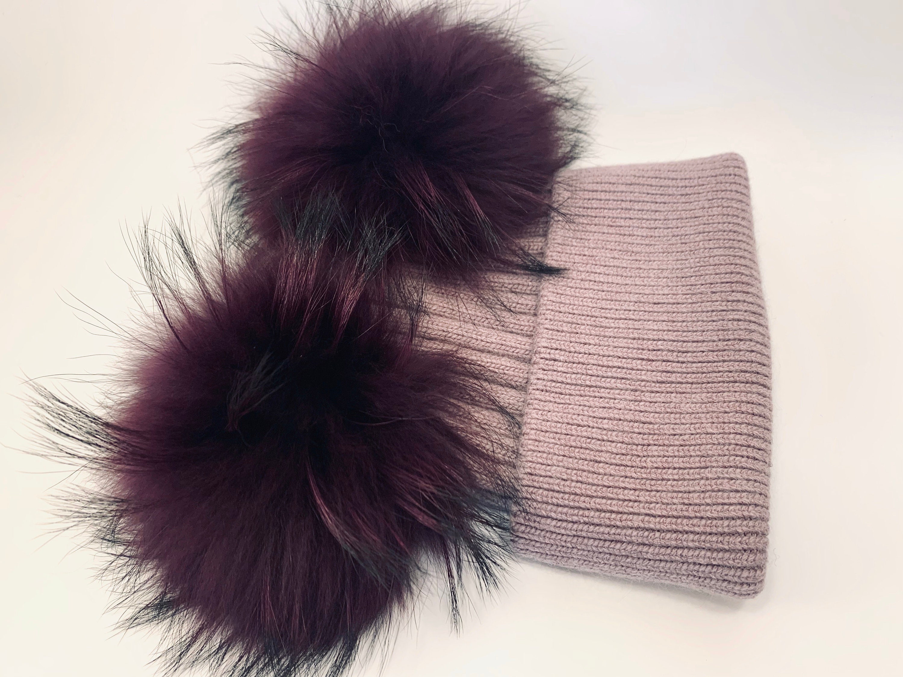 7'' XL Ultra Violet Natural Fur Pompom for Beanie Handbags Hats Keychain  Natural Fur Poms MADE in USA 