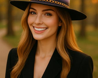 ¡OFERTA! Sombrero fedora degradado. Sombrero fedora de ala rígida. Sombrero de ala ancha para mujer. Sombrero fedora para mujer. Sombrero de fieltro de lana vegana.