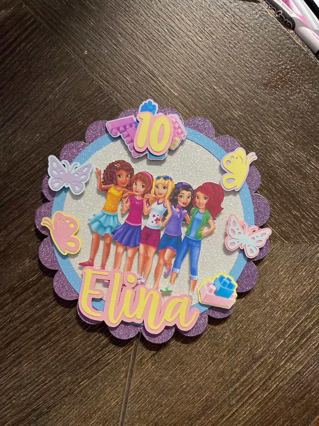 Lego Friends Inspired Cake Topper Lego Friends Birthday - Etsy