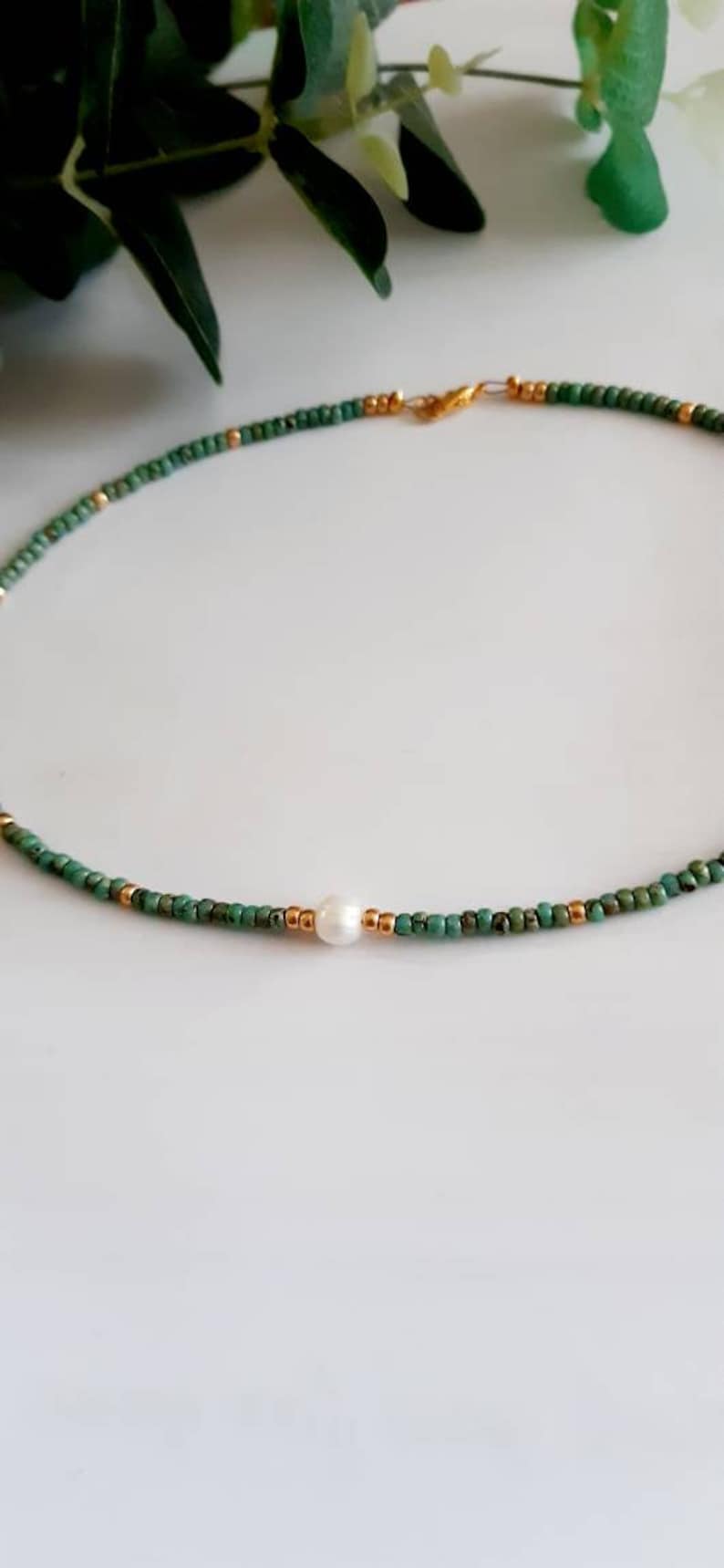 Bead and pearl necklace seafoam green, blue, smokey topaz or mustard stunning necklace. Bead choker beaded necklace  miyuki seed beads. 