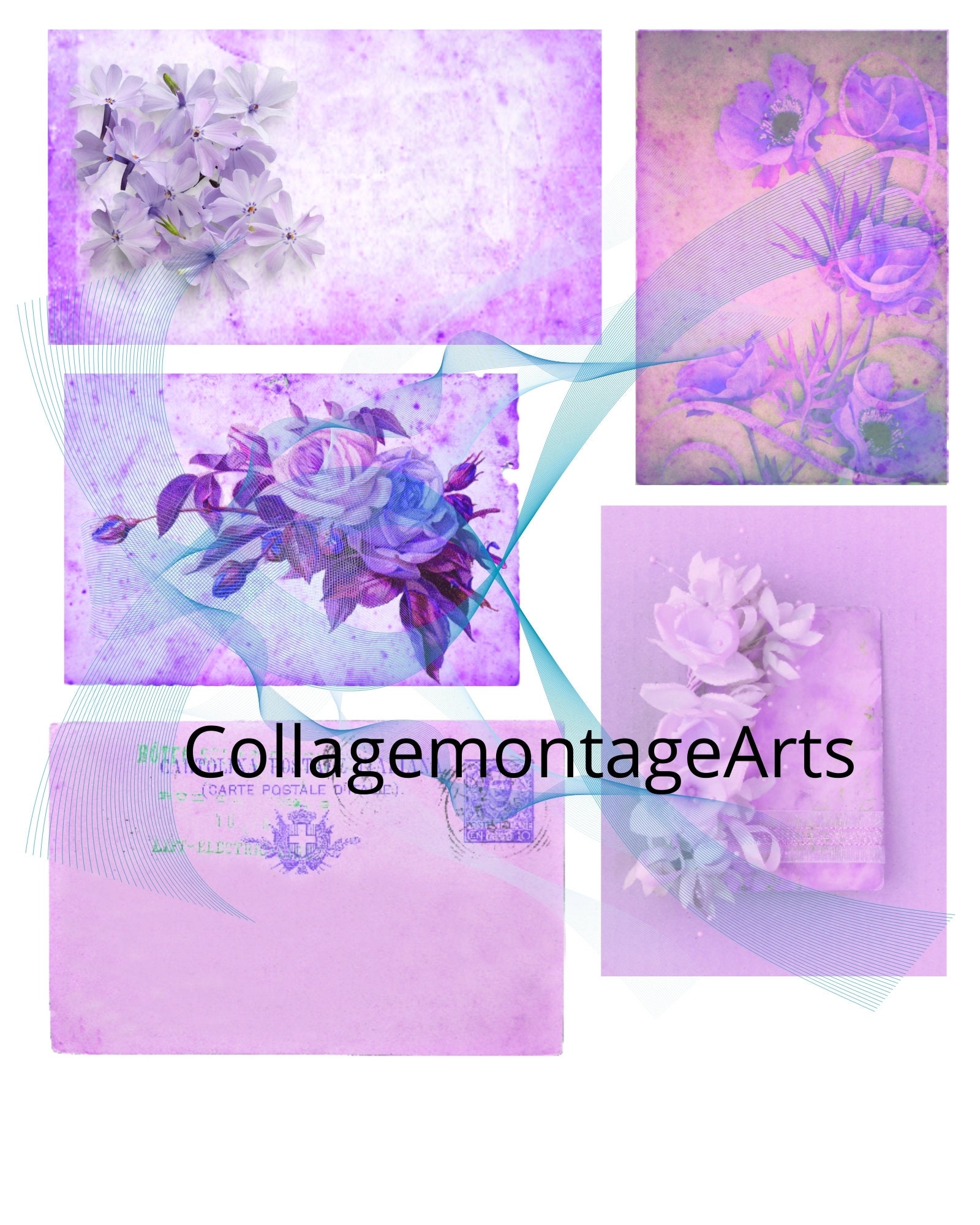 Digital Ephemera Kit Purple Mix Ephemera Kit Printable Etsy