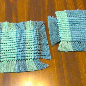 Macrame Mug Rugs, Large Mug Rugs, Hand Woven Thick Coasters, Red/cream ...