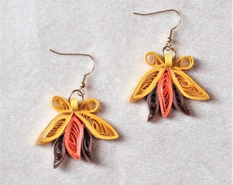 Quilled jewelry, paper earrings, quilled earrings, paper jewelry, small earrings, fall earrings, abstract earrings