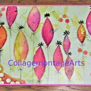 Whimsical card, Abstract watercolor print, Watercolor cards, hand painted cards, collage card, hand made cards, note cards, greeting cards