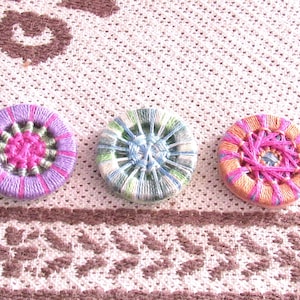 Handmade Dorset style thread buttons, needle woven buttons, hand woven fiber buttons, lightweight buttons, vintage style buttons, set of 3