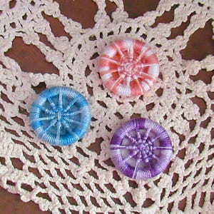 Handmade Dorset style thread buttons, needle woven buttons, hand woven fiber buttons, lightweight buttons, vintage style buttons, set of 3