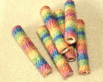 Handmade fiber beads, textile beads, yarn beads, craft supply