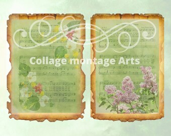 Journal background papers, printable papers, floral vintage papers, journaling, decoupage, junk journals, collage papers, mixed media