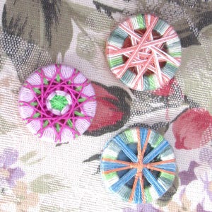 Handmade Dorset style thread buttons, needle woven buttons, hand woven fiber buttons, lightweight buttons, vintage style buttons, set of 3