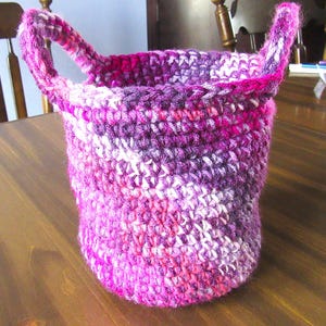 Mother&#39;s Day gift, Decorative crochet basket, yarn art vessel, handmade basket, home decor, conversation piece, office accessory
