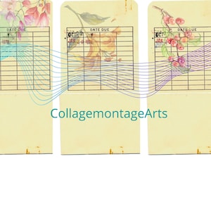 Floral library card kit, printable library cards, printable kits, printable pockets, journal kits, ephemera, journal ephemera, journaling