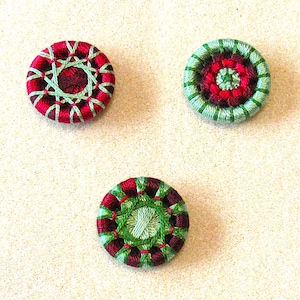 Handmade Dorset style thread buttons, needle woven buttons, hand woven fiber buttons, lightweight buttons, vintage style buttons, set of 3