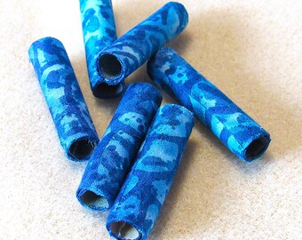 Handmade fabric beads, textile beads, yarn beads, craft supply, mixed media art