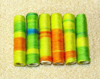 Handmade fiber beads, textile beads, yarn beads, craft supply