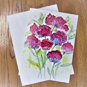 Handmade floral card, Watercolor card print, handmade cards, note cards, watercolor art, greeting cards, blank card, hand painted card