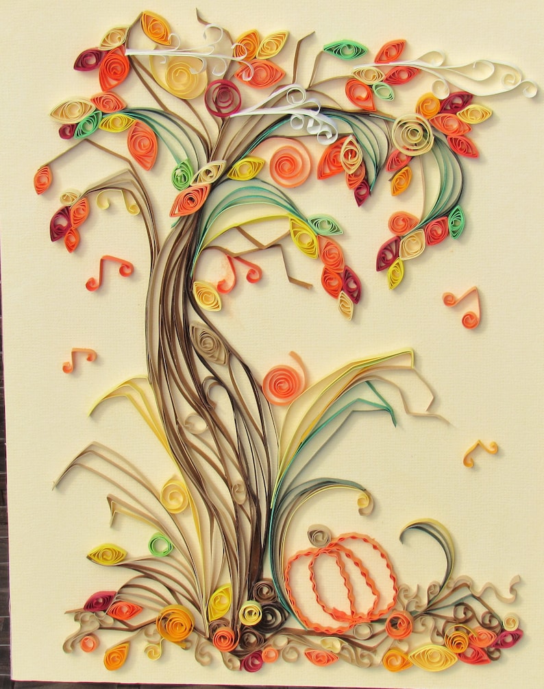 Serene Autumn Collage Original Collage Art Quilled Art Etsy