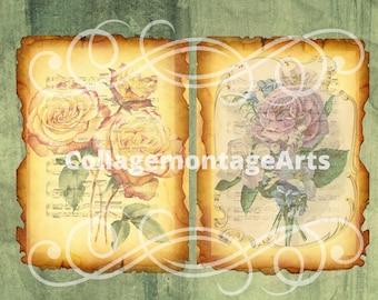 Digital Journal pages, printable pages, vintage pages, journaling, decoupage, junk journals, collage papers, mixed media