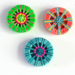 Handmade Dorset style thread buttons, needle woven buttons, hand woven fiber buttons, lightweight buttons, vintage style buttons, set of 3