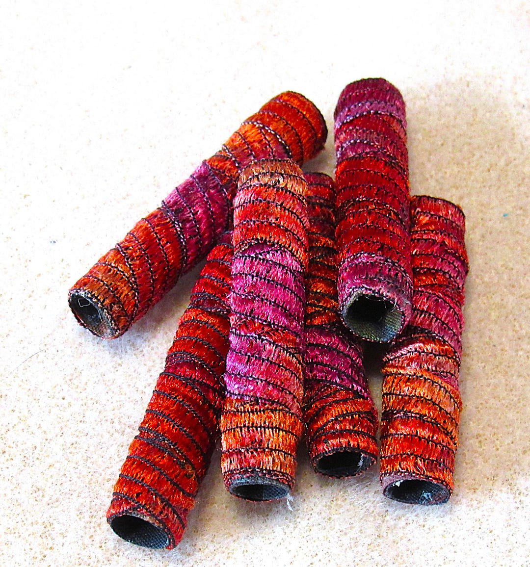 Handmade Italian Ribbon Beads, Colorful Textile Yarn Beads, Craft ...