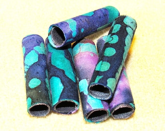 Handmade fabric beads, textile beads, yarn beads, craft supply, mixed media art