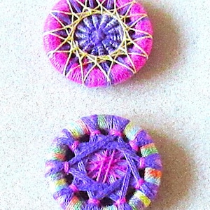 Handmade Dorset thread buttons, large needle woven buttons, hand woven fiber buttons, lightweight buttons, vintage style buttons, set of 2