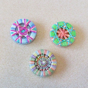 Handmade Dorset style thread buttons, needle woven buttons, hand woven fiber buttons, lightweight buttons, vintage style buttons, set of 3