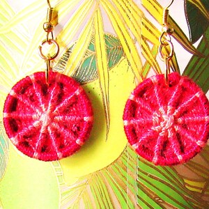 Handmade Fiber Earrings, Handwoven Thread Earrings, Dorset Buttons ...