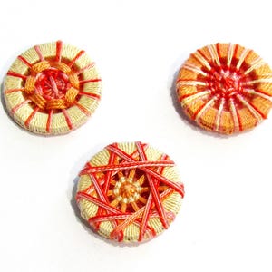 Handmade Dorset style thread buttons, needle woven buttons, hand woven fiber buttons, lightweight buttons, vintage style buttons, set of 3