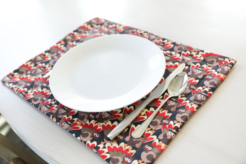 Thanksgiving Turkey Quilted Placemats set of 2 Placemat Etsy