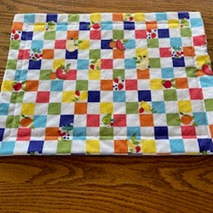 Colorful Squares, Fruit, Watermelon, Cherries, Lemons, Blueberries, Peaches, Quilted Placemat, Placemat, gift idea, watermelon, summer