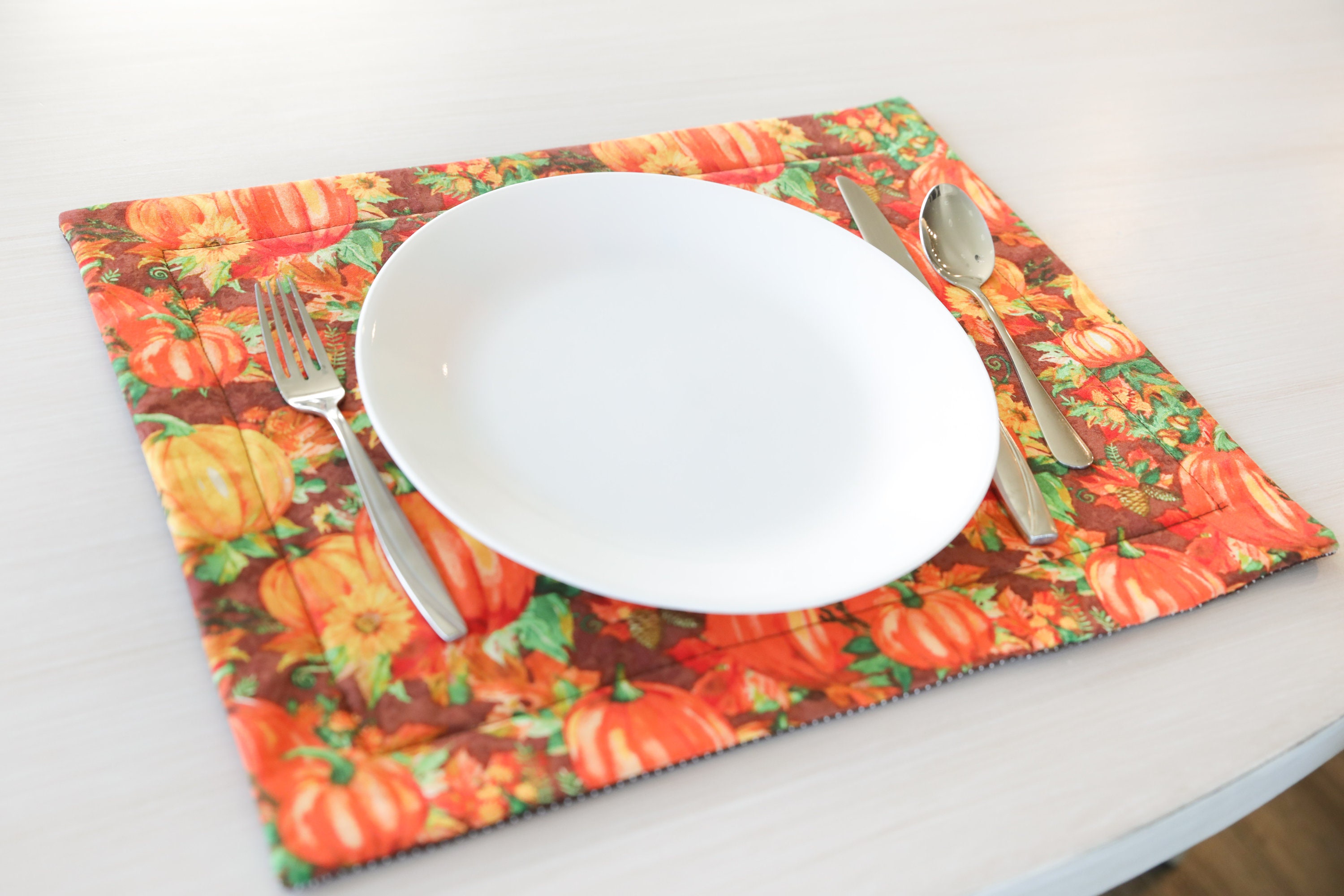 Pumpkin Patch Quilted Placemats set of 2 Placemat Custom Etsy UK