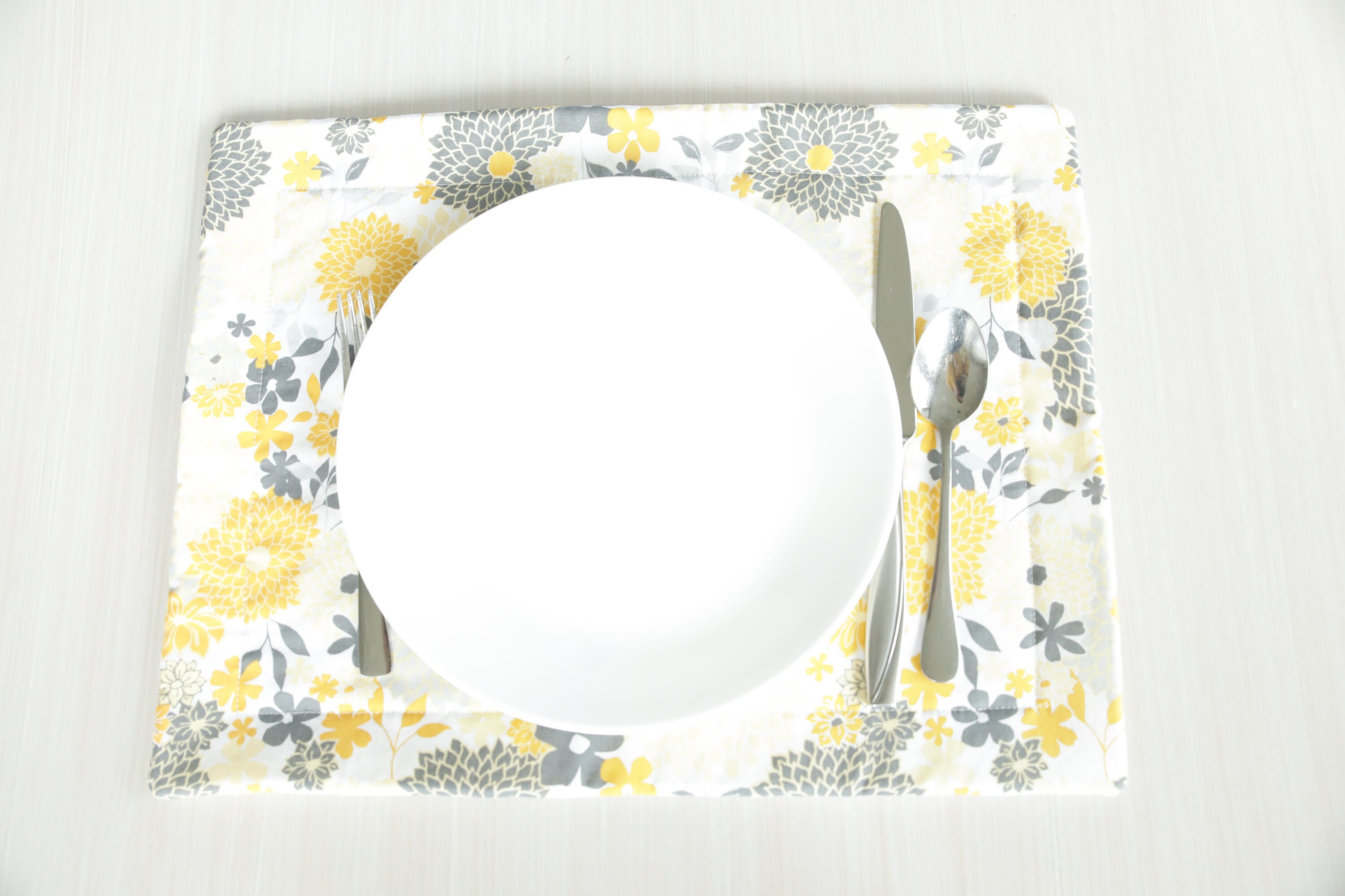 Yellow Floral Quilted Placemats mustard floral placemat Etsy