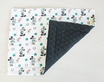 Mickey & Minnie St. Patricks Quilted Placemats, St. Patricks Day, pot o gold, rainbows, Minnie Mouse decor, Mickey Mouse placemat, lucky