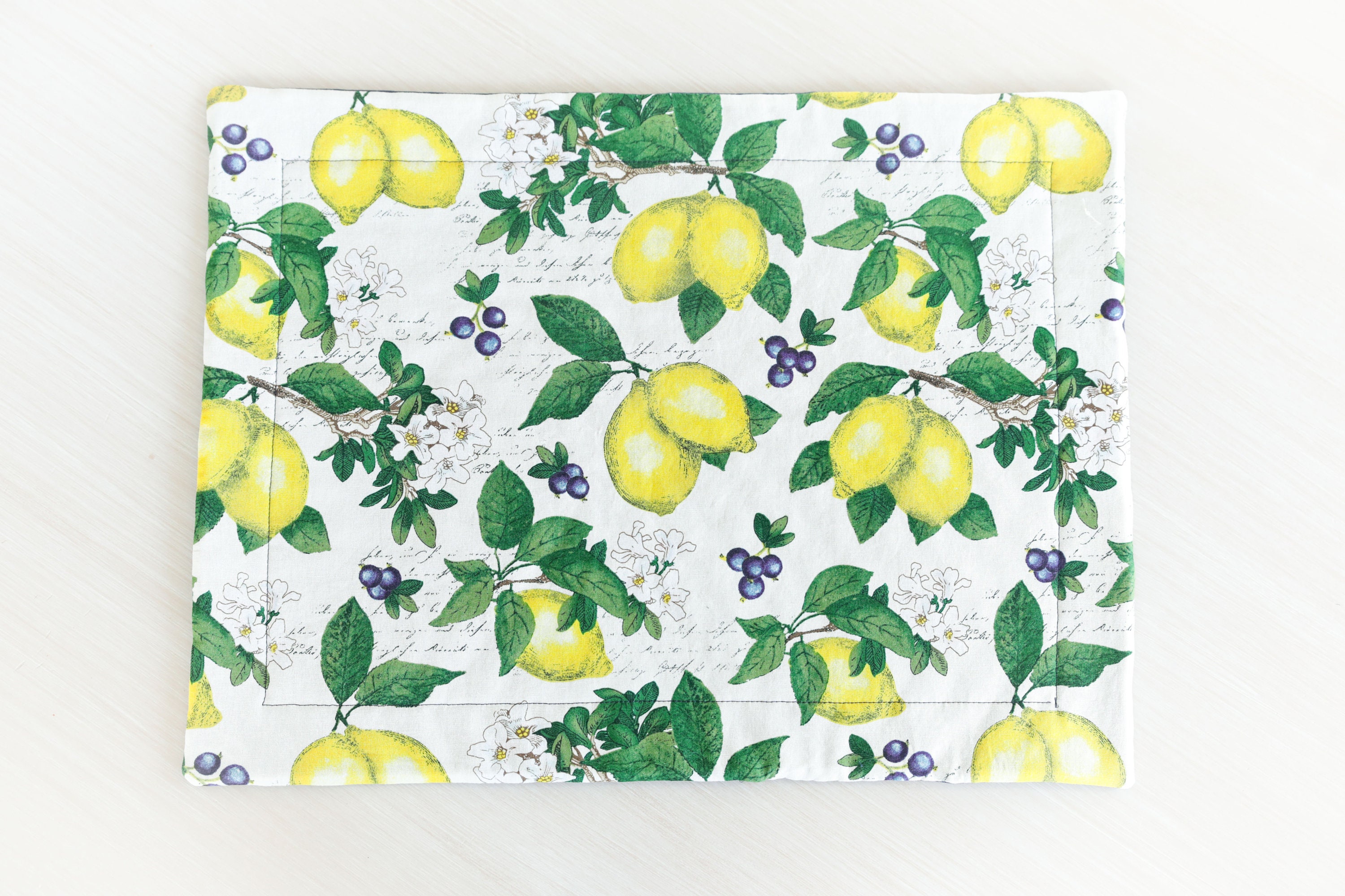 Lemon Branches Quilted Placemat Lemons Spring Placemat Etsy