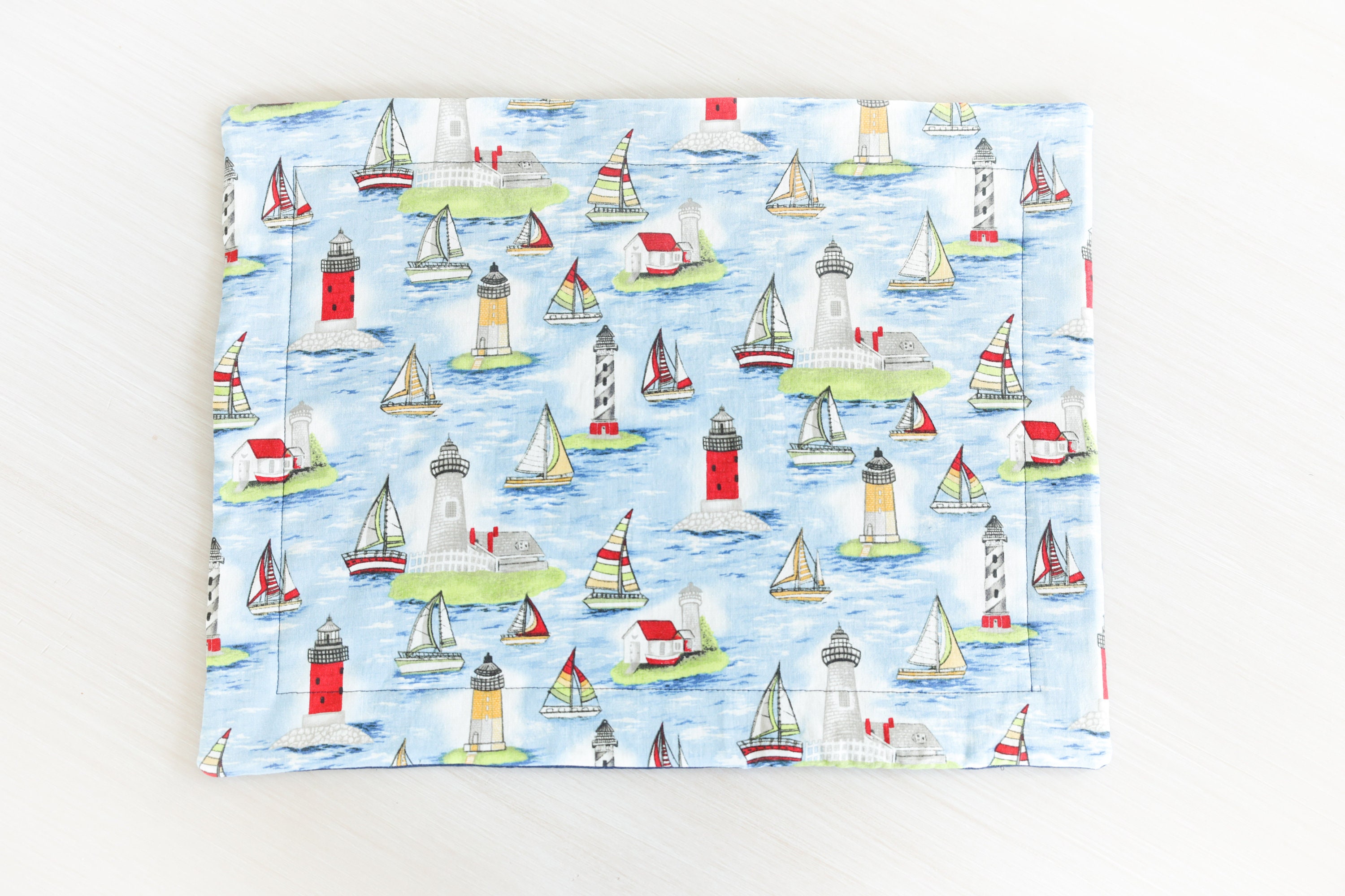Sailboat & Lighthouse Quilted Placemat set of 2 Lighthouse Etsy