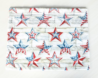 Farmhouse Quilted Placemat: Fourth of July Stars, Washable Cotton