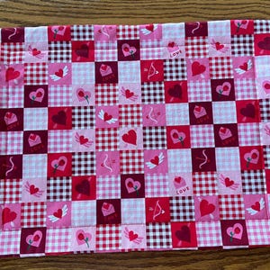 Hearts, Cupid, Roses & Love Quilted Placemat | Valentine&#39;s Day placemat, Valentine placemat, Hearts, Washable Placemat, Love Hearts.