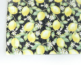 Lemons Quilted Placemat | Lemons, Spring placemat, fabric placemat, Spring decor, Lemon Trees, dining, table, Yellow Lemons, placemat