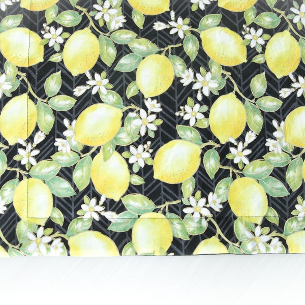 Lemons Quilted Placemat | Lemons, Spring placemat, fabric placemat, Spring decor, Lemon Trees, dining, table, Yellow Lemons, placemat