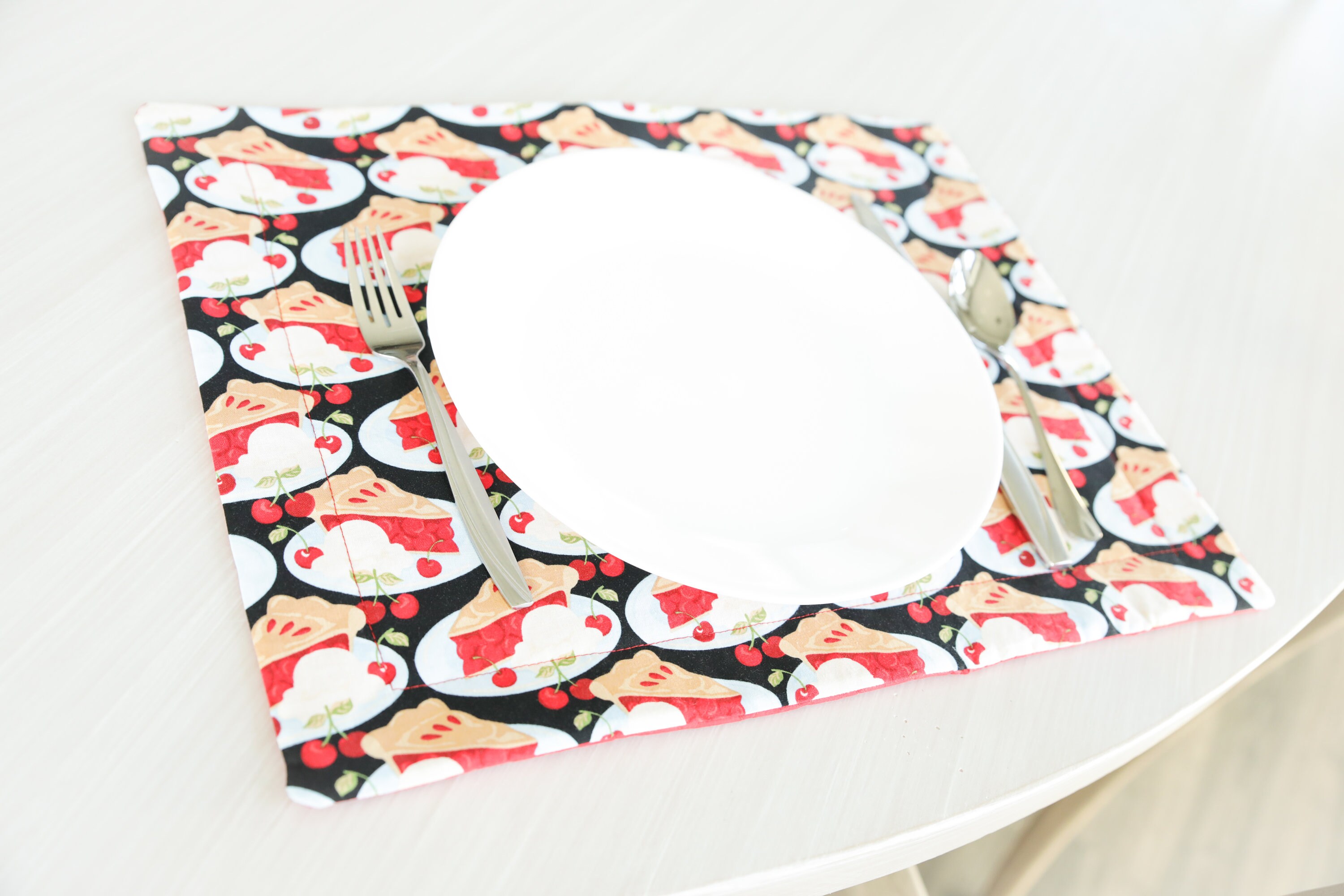 Cherry Pie Quilted Placemats Set de 2 Cocina Comedor Etsy