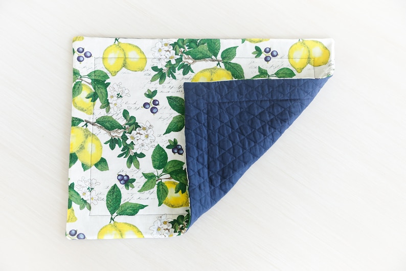Lemon Branches Quilted Placemat Lemons Spring Placemat Etsy