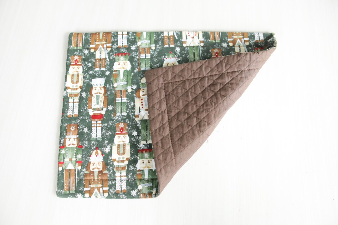 Nutcracker Brown and Green Quilted Placemat Dinner Placemat, Nutcracker
