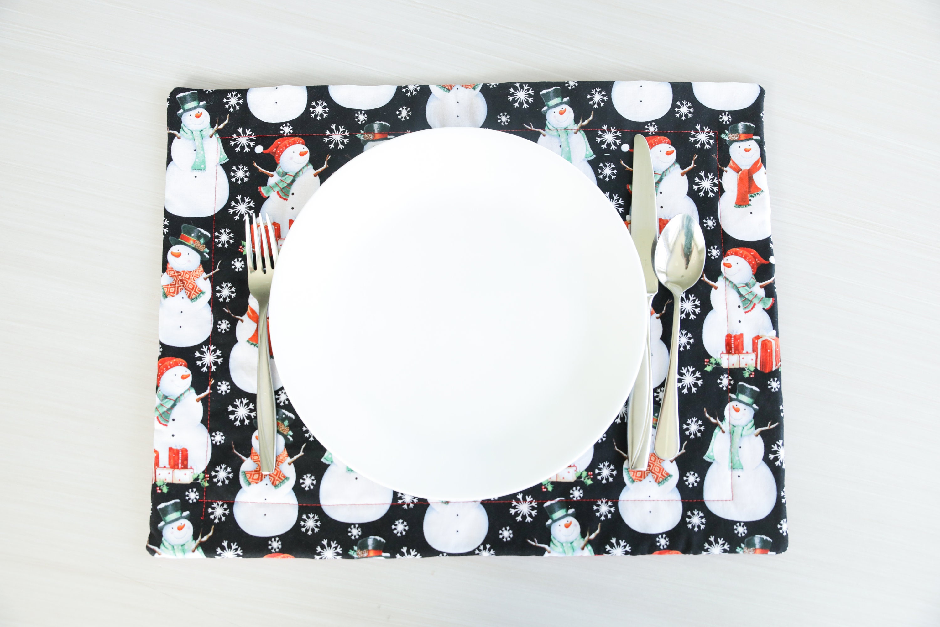 Winter Snowmen Quilted Placemat set of 2 Placemat Dinner Etsy UK