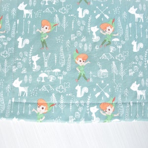 Peter Pan Junior Quilted Placemat | washable placemat, fabric placemat, dining, woodland animals, deer, trees, arrows, placemat, Peter Pan