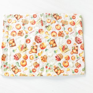 Pumpkins, Apples & Squash Harvest Quilted Placemat | Custom placemat, table setting, kitchen, pumpkins, mums, corn, Fall fabric, harvest