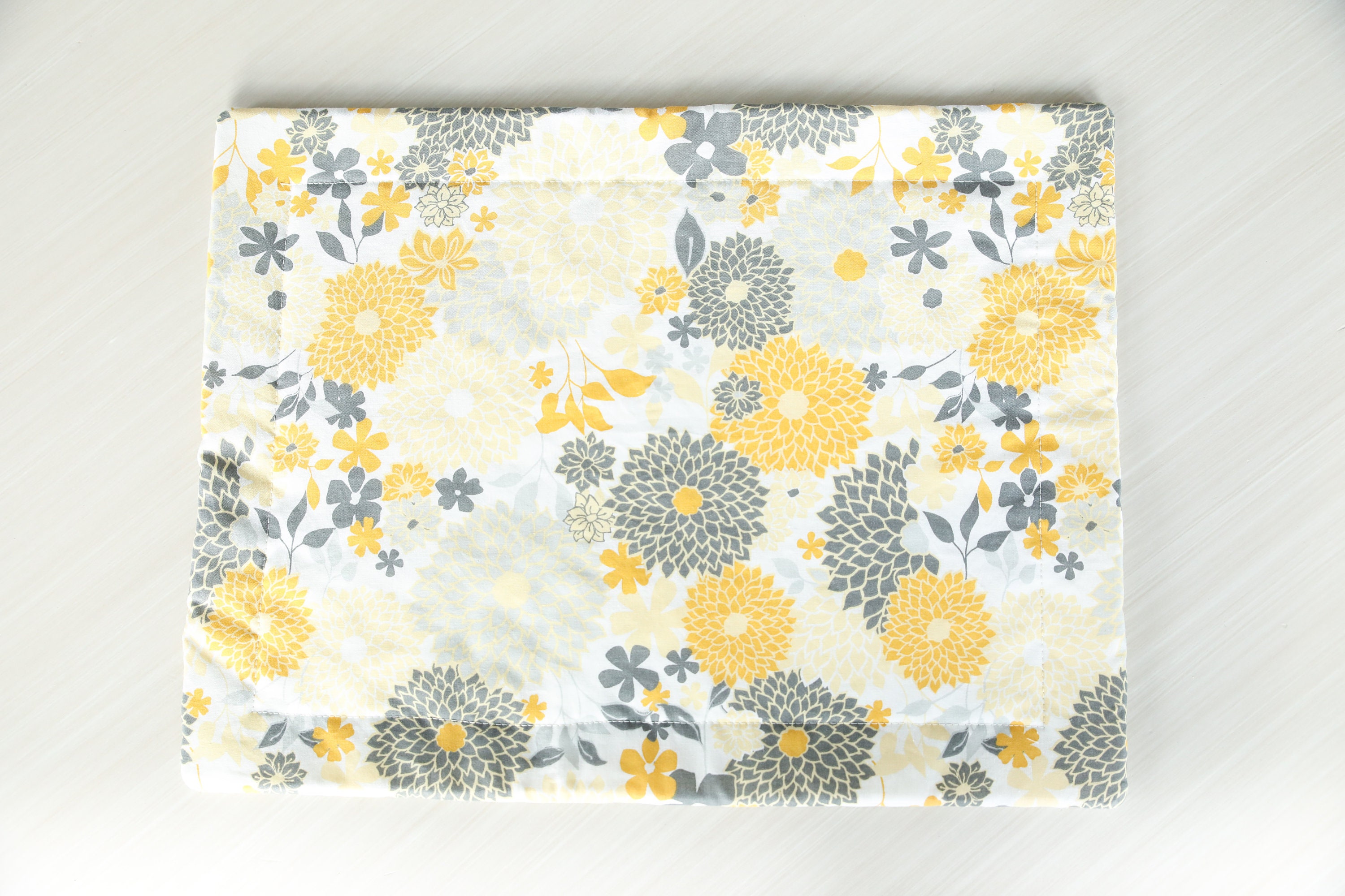 Yellow Floral Quilted Placemats mustard floral placemat Etsy