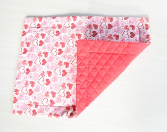 White And Pink HeartsRed With Pink Glitter Hearts on Reverse ValentineSingleReversible PlacematRed Sparkly Background with Red