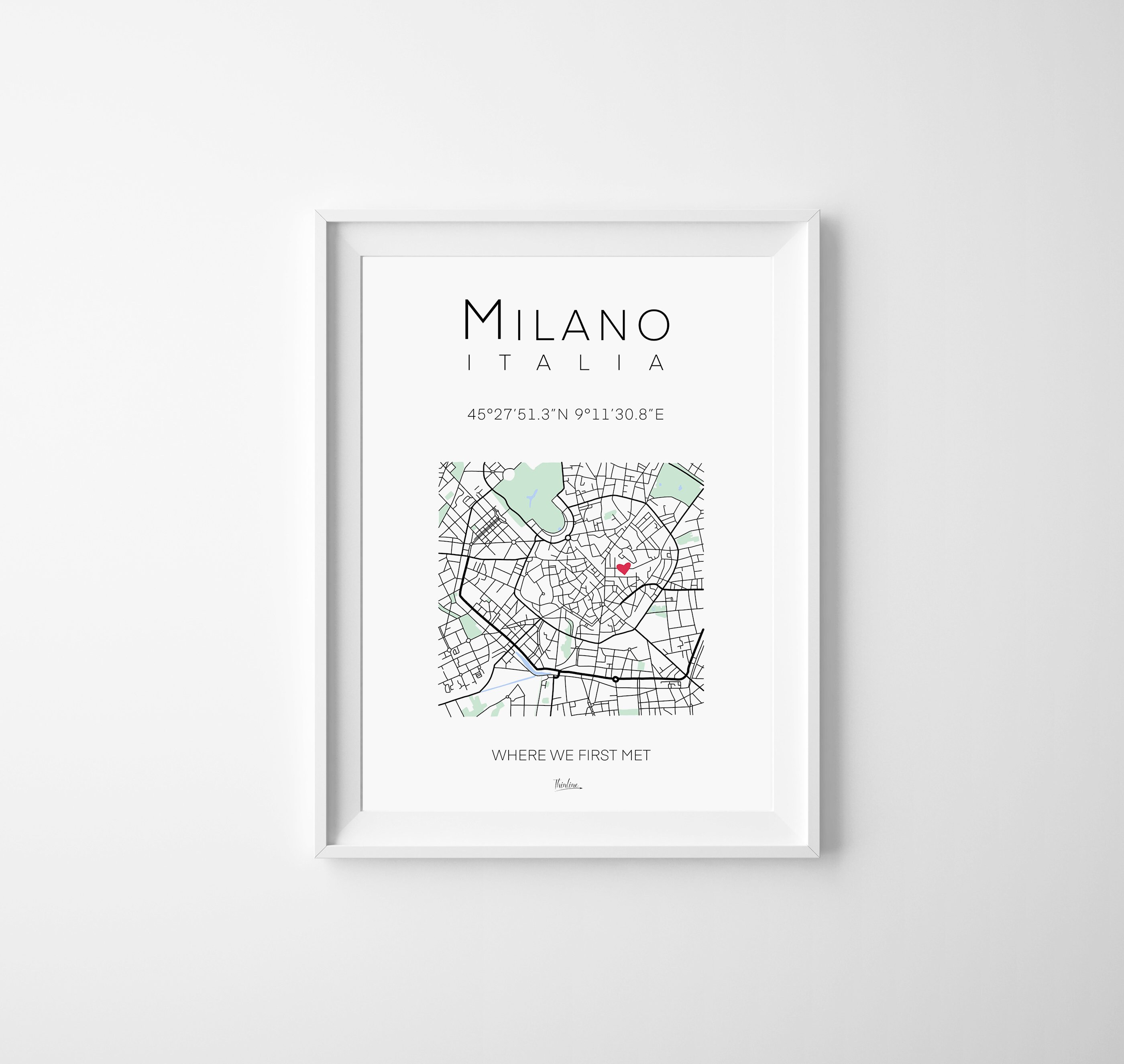 Thin Line Map, Christmas Gift, Christmas Map Art Print, Gift for Couple