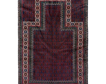 3x5 ft Handmade Prayer Rug, islamic prayer mat, Soft Pile Wool Prayer Rug, boho prayer rug, Oriental Muslim Prayer Rug, Ramadan Prayer Rug