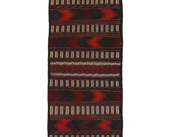 Chemin de table Kilim en laine multicolore noué à la main de 1,5 m | Tapis bohème curviligne en laine pour une décoration intérieure vibrante | Kilim artistique en laine fait main
